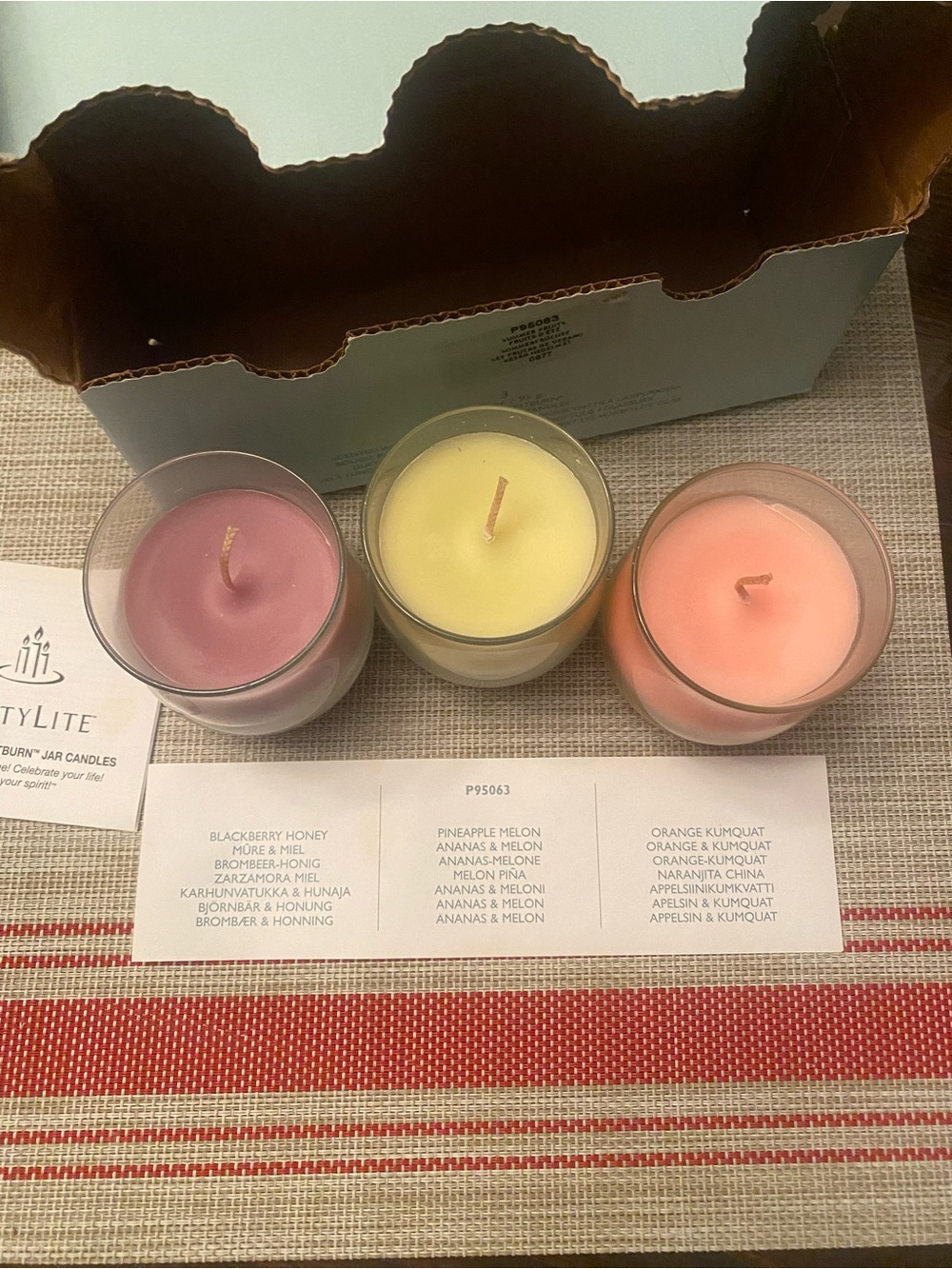 NIB PartyLite Mini Jar Candles Set SUMMER FRUITS Blackberry Pineapple Kumquat - Picture 3 of 5